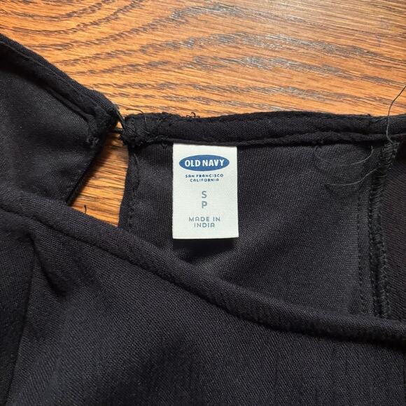 Old Navy Black Midi Dress Cold Shoulder Long Sleeve Size S Boho - Picture 5 of 8